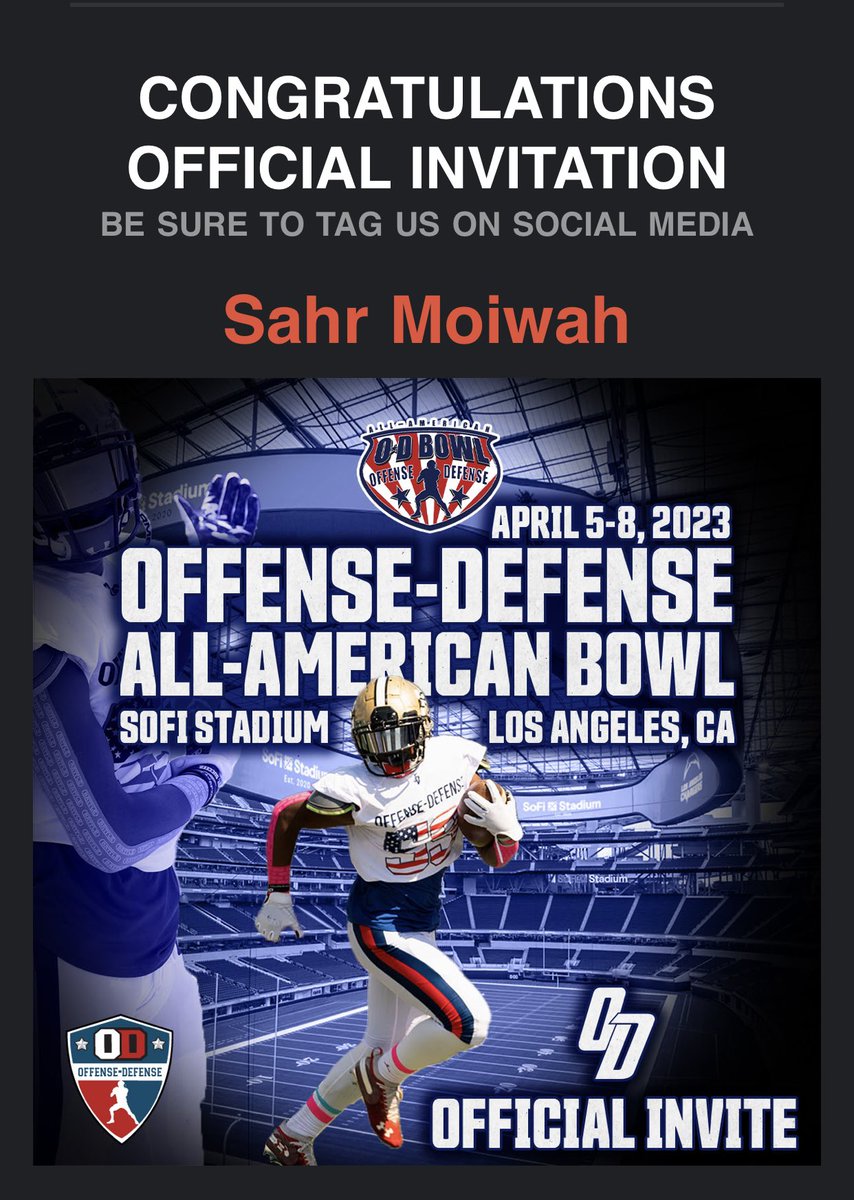 nextupmoiwah's tweet photo. Grateful to receive and invite to @ODFootballCamps All-American bowl in Los Angeles, California!
@HayfieldHawksFB @hayfieldsports @carljfred @CoachP_eterson https://t.co/VODPaEyaN2