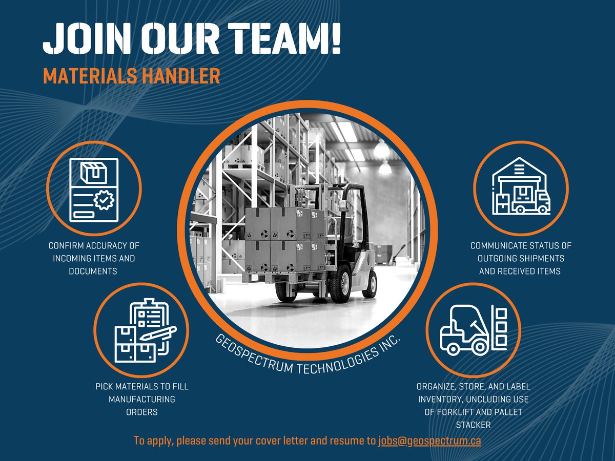 GeoSpectrumTech's tweet image. There's never been a more exciting time to jump into the #oceantechnology sector in #NovaScotia.
We're currently seeking a #MaterialsHandler to join our team. Are you the right fit for the job?
💻 lnkd.in/eXM8CaU