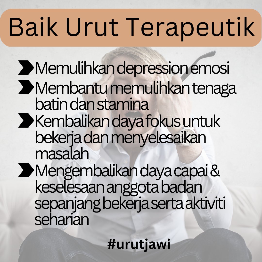 urutjawi's tweet photo. Kebaikan Urut Terapeutik
#urutlelaki #urutbatin #urutbadan #lelakisahaja #urutpulaupinang #urutperak #urutkedah #urutnibongtebal #urutjawi #urutnibongtebal #urutalma #massage https://t.co/w6QzeVDTiX