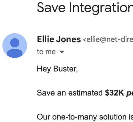 I just got great news! I thought we were in cash trouble, but I just got an email that I can save an estimated $32K in integration costs! That's more than our burnrate 🤔