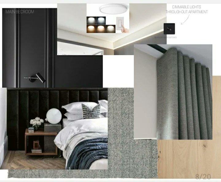 Dimps_Mo's tweet image. PART 1 - Main bedroom.
From moodboard inspo to real time space execution. Client brief was to create a morden dark interior bedroom with soft neutral tones.