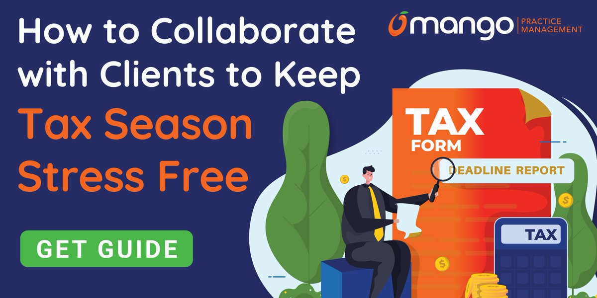MangoPractice's tweet image. Accountant workloads go 0-100 when Jan 1 (aka the start of #taxseason) hits. Utilizing a #practicemanagementsoftware will simplify your workflows, reduce non-billable hours, and give back some personal time.

Learn how 👉 tinyurl.com/yc2pxb4k