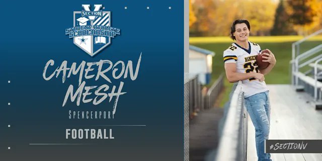 SecVAthletics's tweet photo. It is with great pleasure to announce that Cameron Mesh of @Ranger_Sports is the recipient of the Fall 2022 Student Athlete $250 Scholarship for @SecVFootball! 
https://t.co/7qfQ3kHi6S 
#SectionV #Scholarship #StudentAthlete https://t.co/pKG0DmLcQU