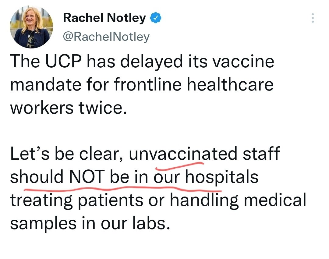 <a href="/RachelNotley/">Rachel Notley</a> Healthcare was crumbling under the NDP.

You called for the firing of our frontline healthcare staff to be fired. Many left.

Rachel Notley is part of the problem that caused damage to our healthcare and she has no plan to fix it. Just buzz words.