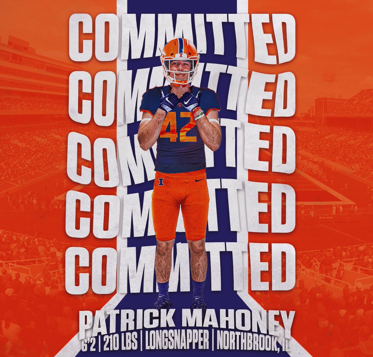 pmahoney42's tweet photo. Committed‼️💙🧡 @MattPurdyOLC @GBN_Football @coachbenmiller @coachPatRyan @BretBielema @IlliniFootball https://t.co/3MYHBRjoan