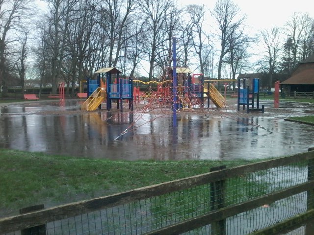birdyvee's tweet photo. Me - Look at all the puddles Caleb, good thing you have your boots on. 
CJ - *gets excited* 
Me (on getting closer to the play park) - Um, maybe not 🤣 
#IcedOver. https://t.co/ndcDvCuE0w