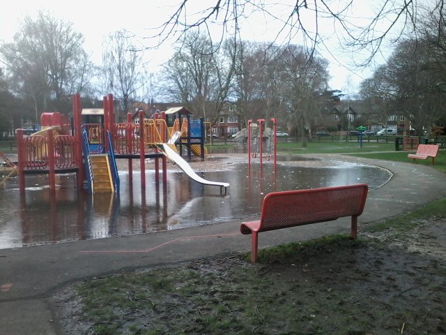 birdyvee's tweet photo. Me - Look at all the puddles Caleb, good thing you have your boots on. 
CJ - *gets excited* 
Me (on getting closer to the play park) - Um, maybe not 🤣 
#IcedOver. https://t.co/ndcDvCuE0w