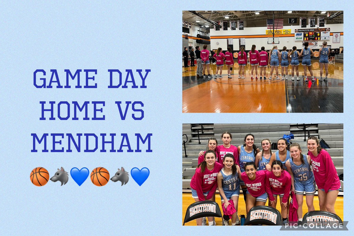 WMCGirlsBB's tweet photo. 🏀 It’s game day!! 🏀 
WMC vs Mendham at home! 
You know this is going to be a good game! Let’s Pack the stands! 
JV: 5:30pm
V: 7pm
Go Pack! 🐺 I Believe. https://t.co/T1Wqjlq2d7