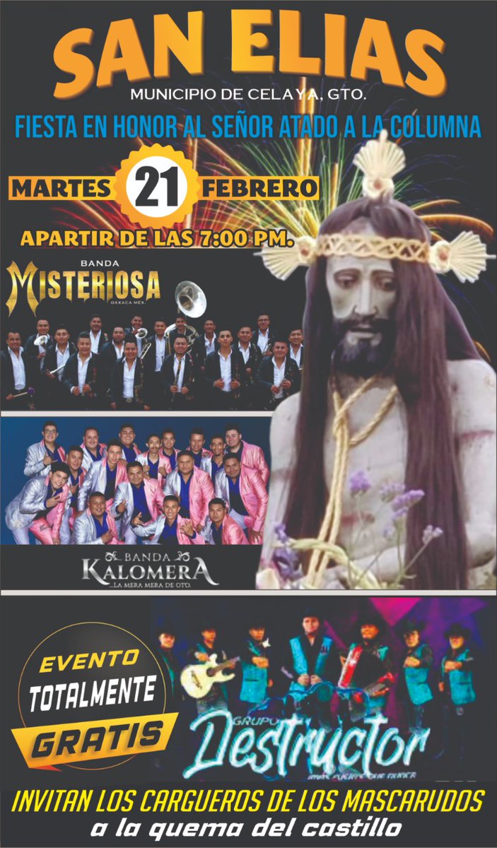 BKalomera's tweet photo. Que tal mi gente 🤠 

Vallan alistandose para este próximo 21 de febrero fiesta en honor al Señor Atado a la Columna se pondrá de lujo 🔥🔥🔥🔥🔥

Y No Páramos oiga 💯
Banda Kalomera
#SomosKalomeros https://t.co/EQBN5U7Qrr