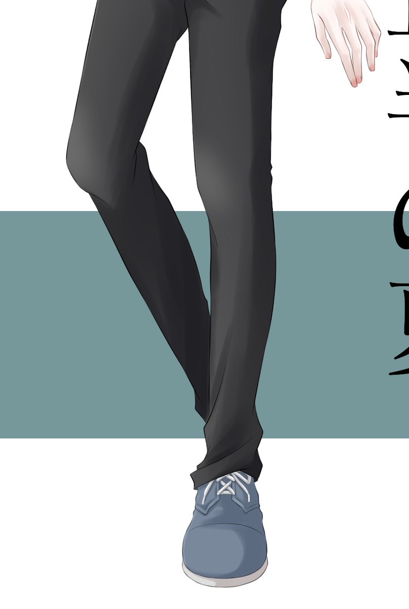 1boy black pants blue footwear character name lower body male focus pants  illustration images