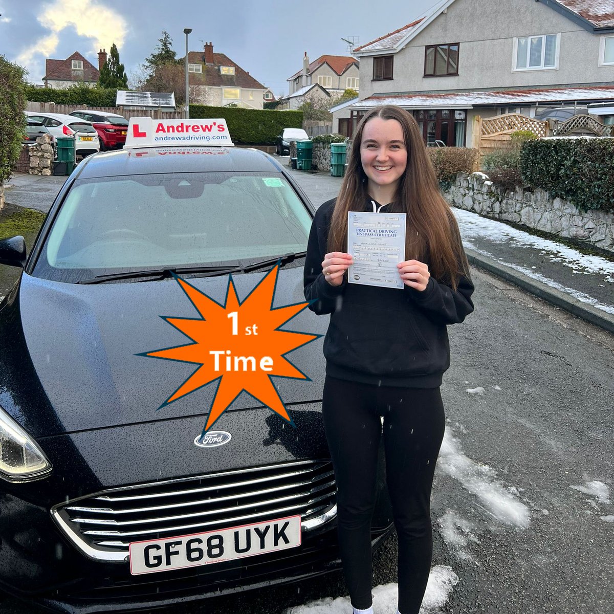 DriveAndrews's tweet photo. Congratulations Anna Lloyd-Jones a fantastic first time pass after driving lessons with Dewi.
Anna from Deganwy passed with just 3 minors.
Well done Anna, Drive safe and thanks for using Anmdrew's Driving School.
https://t.co/GEI9IIAIGW https://t.co/ik6nZ6iCxg
