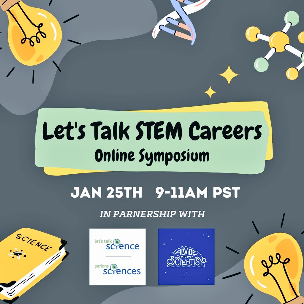 The (Un)Scientific Method (@unscientificubc) on Twitter photo We are excited to be partnering with <a href="/UBCLTS/">Let's Talk Science Outreach at UBC</a> and <a href="/ATAScientist/">Advice To A Scientist</a> in our upcoming online symposium on exploring STEM careers!
Recommended for grades 9-12. Register and learn more: bitly.ws/xUqu
#stemcareers #stemeducation #scicomm #AcademicChatter #AcademicTwitter We are excited to be partnering with <a href="/UBCLTS/">Let's Talk Science Outreach at UBC</a> and <a href="/ATAScientist/">Advice To A Scientist</a> in our upcoming online symposium on exploring STEM careers!
Recommended for grades 9-12. Register and learn more: bitly.ws/xUqu
#stemcareers #stemeducation #scicomm #AcademicChatter #AcademicTwitter