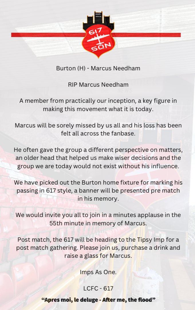 Burton Home We hope you will join us in commemorating the life of Marcus Needham. #ImpsAsOne