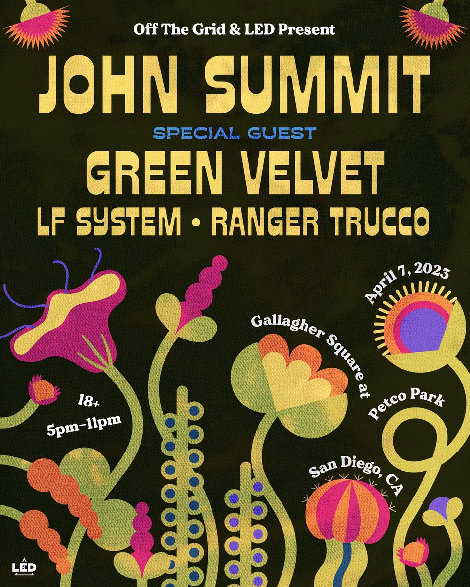 johnsummit's tweet photo. the biggest @offthegridrecs event yet.. PETCO PARK APRIL 7TH

bringing along @greenvelvet_, @lfsystemmusic &amp; @djrangertrucco 

presale on thursday 10am pst https://t.co/EwWgnRaTdl
