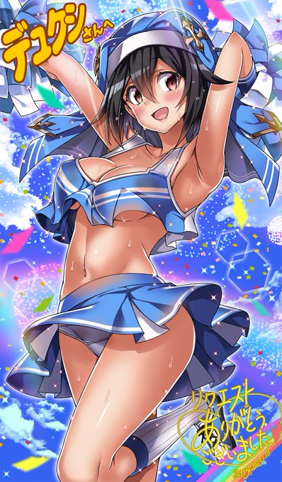 Skebにて千年戦争アイギスよりチアリーダー神官戦士エレットちゃん描かせて頂きました😊リクエスト誠にありがとうございました! 