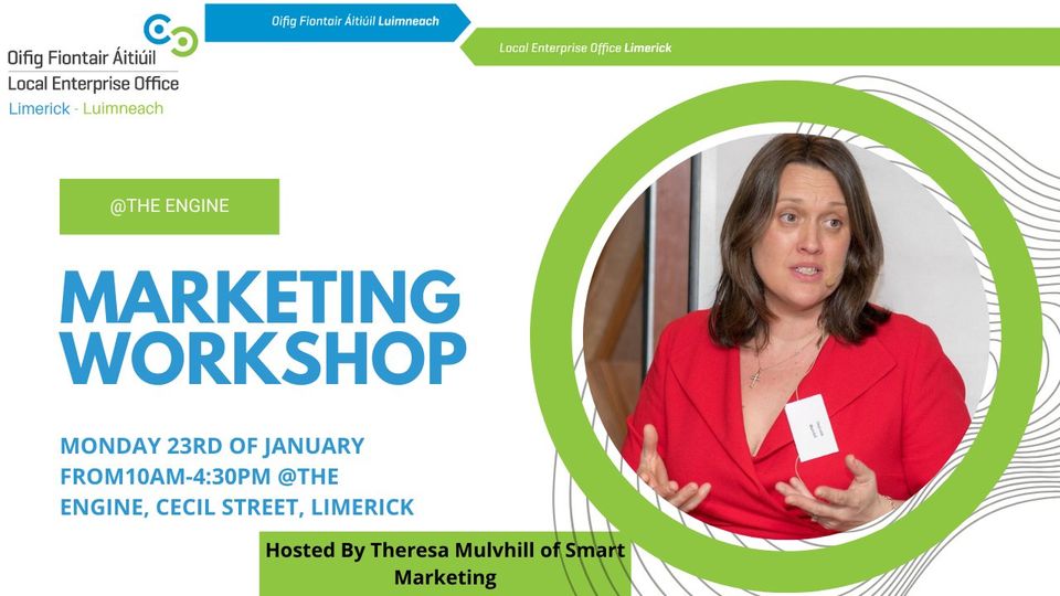 On January 23rd, I will be hosting a Marketing Workshop. This event will take place at ENGINELimerick from 10AM-4:30PM. Thanks to <a href="/leo_limerick/">Local Enterprise Office Limerick</a>  for organizing this event.

(Price €10) Book now at: localenterprise.ie/Limerick/Train…

#smallbusiness #marketingstrategy