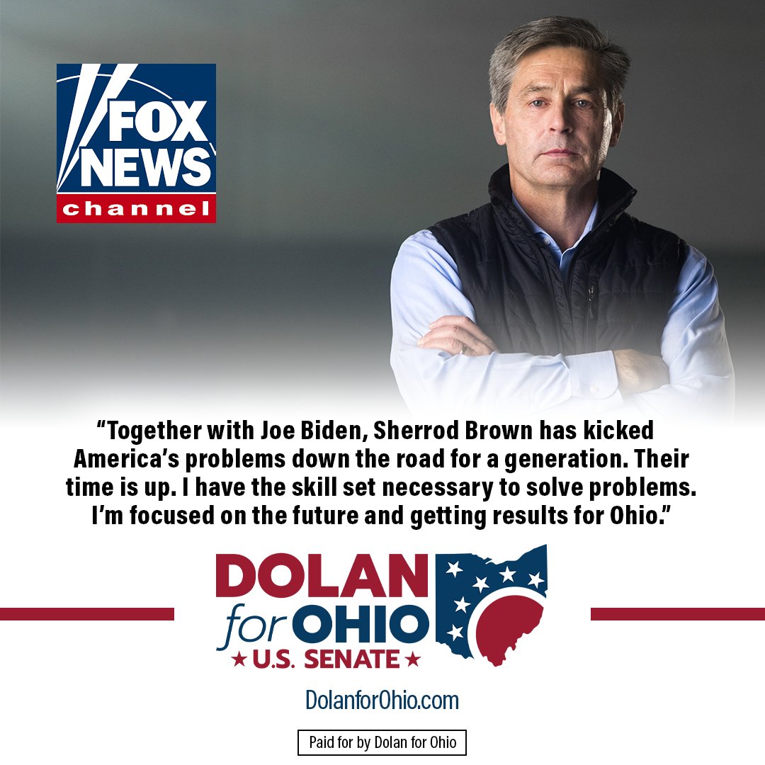 dolan4ohio's tweet photo. Sherrod Brown is attacking me because he can't defend his record. He votes with Joe Biden 98% of the time. He wants to pack the Supreme Court and gut the filibuster to enact more liberal policies. I have a record of results for Ohio. Rush your support ➡️ https://t.co/tIeVY8dKkq https://t.co/bmhEQN6XUR