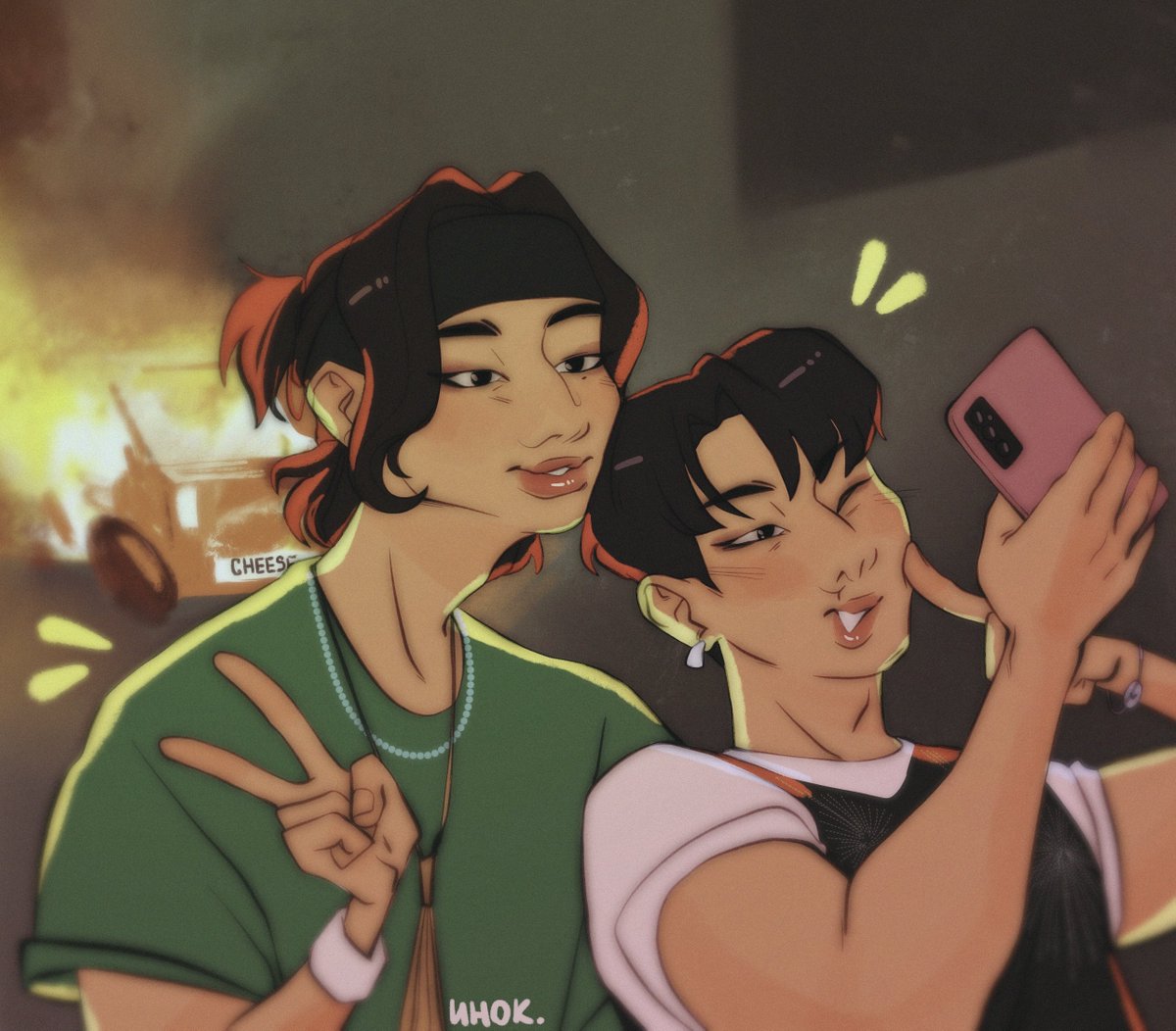 inoku_hoshigaki's tweet photo. cheeeese !!✌️

#straykidsfanart #hyunjin #changbin https://t.co/F4Q7vAnIDw