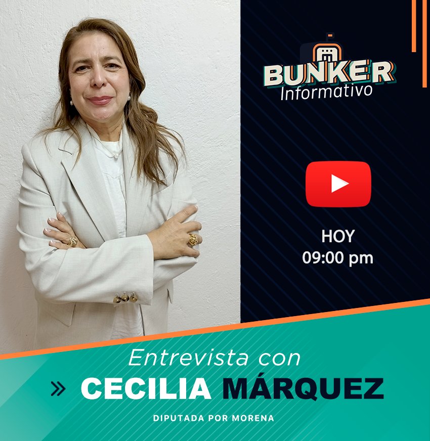 BunkerInforma_'s tweet photo. ¿Candidata para el #2024? En entrevista, @Marquez_Cecilia diputada federal por @Morena_Partido habla de su futuro político. 👥 Además, dialogamos sobre salud, seguridad, AMLO y el gobierno de Jalisco.
Se puso buena. Esta noche completa por nuestros canales en YouTube y Facebook. https://t.co/ILUHDt8qgf