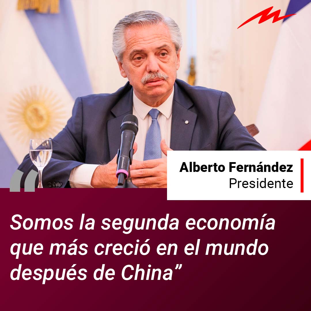 radiomitre's tweet photo. 📢 Alberto Fernández destacó el crecimiento de la economía argentina.
 
💬 “La economía argentina en el año 2021 creció 10.3 puntos y en el 2022 casi 6 puntos. Somos, en esos dos años, el segundo país que más creció en el mundo después de China”, aseguró el mandatario. https://t.co/rSoNdBXeDM