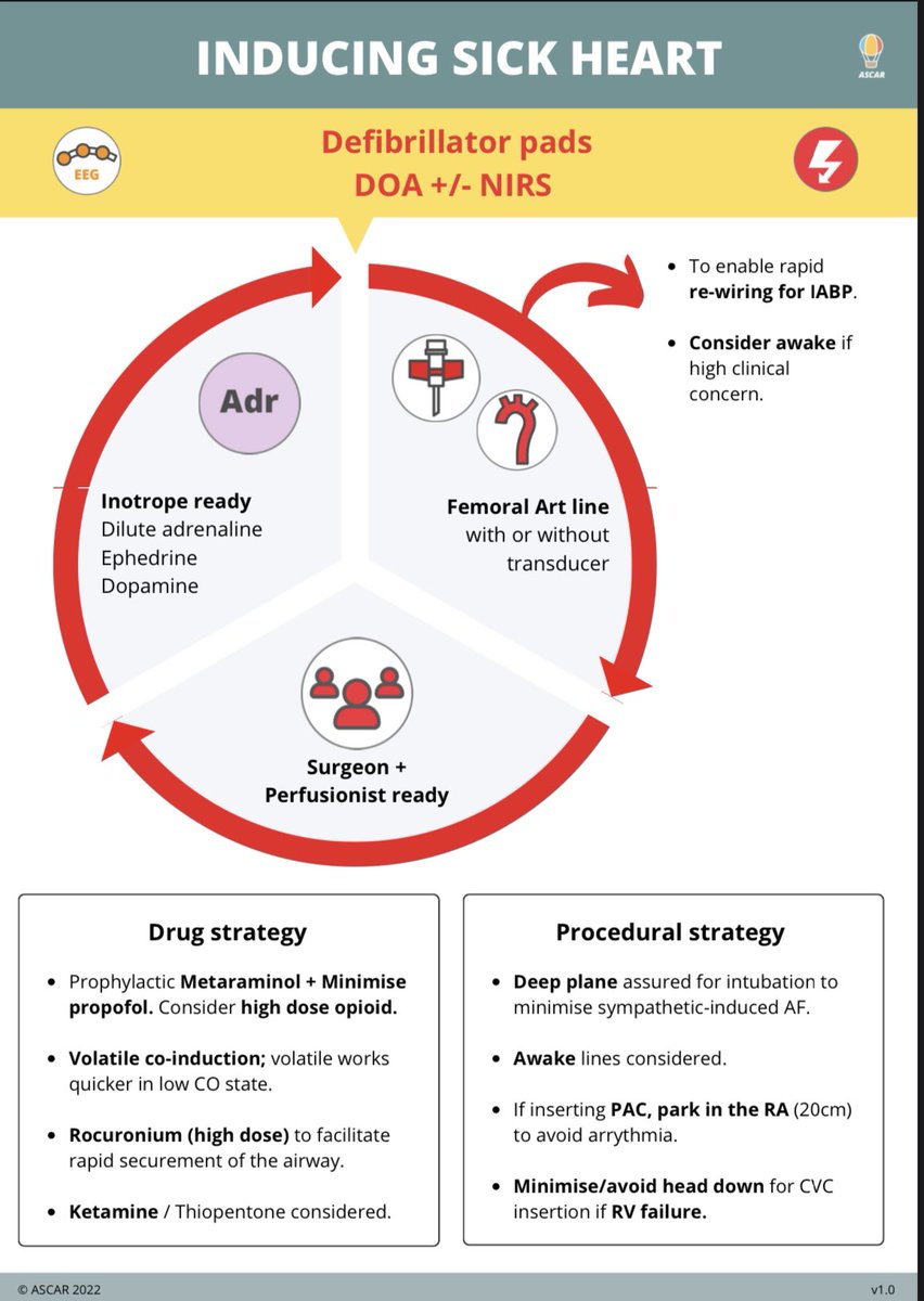 ascargroup's tweet photo. Thank you for your responses to our poll. Here is our #cognitiveaid on inducing patients with sick hearts

#cognitiveaids #ascar #anaesthesia #anesthesia #icu #anesthesiology #icu #icunurse #ernurse #erdoc #icudoctor #foamed #medicalstudent #medicalschool https://t.co/bcaz5Tf42y