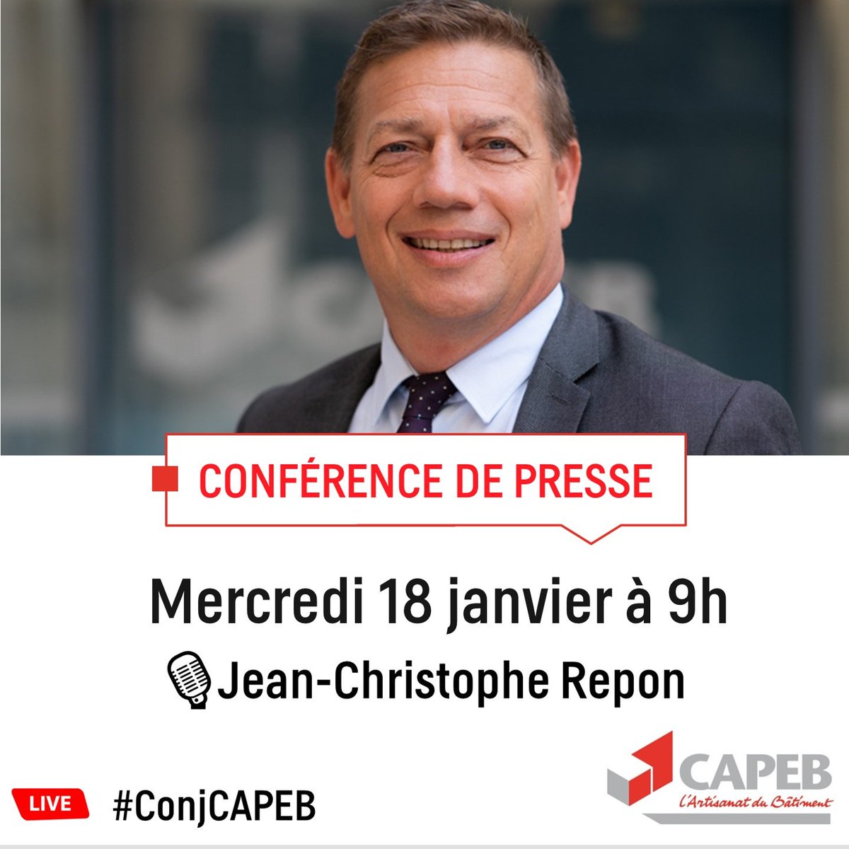 capeb_fr's tweet photo. 📅 Save the date : rdv demain à 9h pour suivre le livetweet de la conférence de presse avec #ConjCAPEB. @reponcapeb fera le bilan de l’année passée, marquée par un ralentissement de la croissance de l’activité des entreprises artisanales du #btp et abordera les perspectives 2023. https://t.co/PY1Ds5kl3f