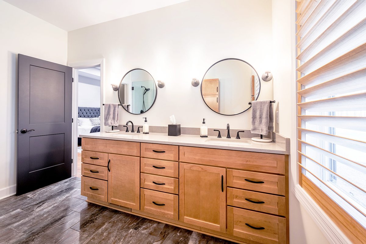 BudgetBlinds's tweet photo. Get complete privacy in your bathroom with shutters!

Shutters are an ideal choice for bathrooms due to their sturdy material and flexible options. When open, shutters let in plenty of natural light, or they can be completely closed blocking out light and view into your space. https://t.co/P7F8fSXeIV