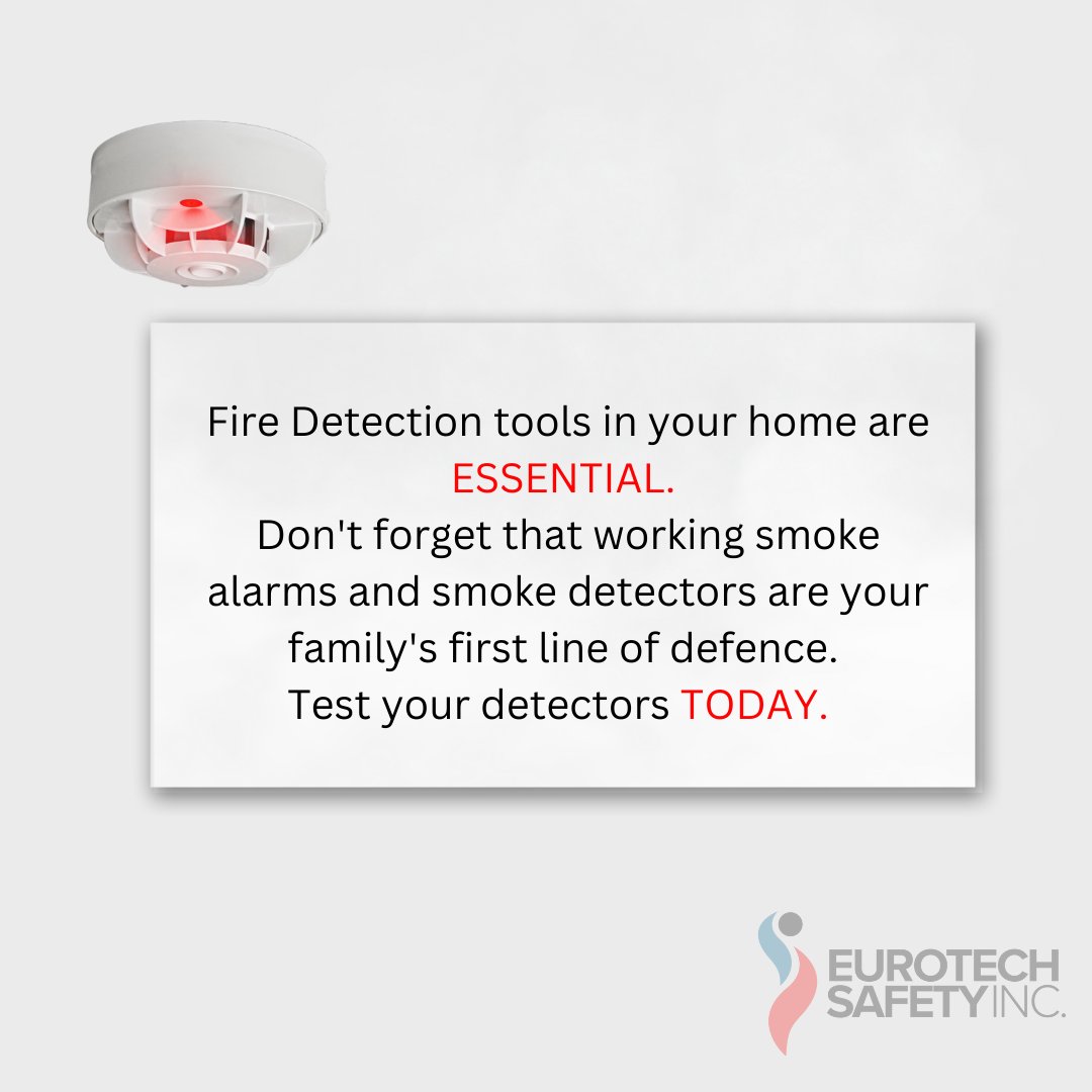 Here is a reminder to make sure you test your smoke detectors and smoke alarms! Your safety comes first. 

#EurotechSafetyInc #FireSafety #FireProtection
#SmokeAlarms #YourSafetyFirst
