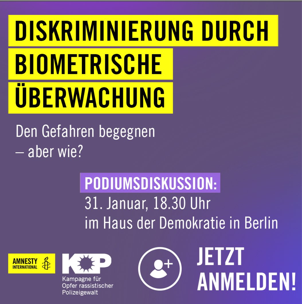 kristina_hatas's tweet photo. Überwachung durch #Gesichtserkennung bedroht die Menschenrechte grundlegend. Auch in Gefahr: das Recht auf #Nichtdiskriminierung.
Am 31.1. diskutiere ich hierzu mit Biplab Basu @kopberlin, Jessica Wulf @algorithmwatch und @stephanpalagan
#UnscanMyFace
https://t.co/SXhU9BCMEH https://t.co/UBjbgjdylE