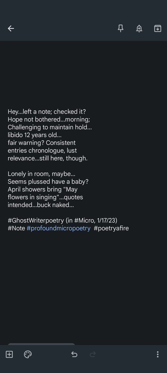 HermanMunster85's tweet photo. #GhostWriterpoetry (in #Micro, 1/17/23)
#Note #profoundmicropoetry  #poetryafire #HeartofProfound #profoundmicropoetry #poetryafire
#poetrymultifaceted #PoetAfire
#SelfAwarePoet #PoetsofTwitter
#poetrylovers #poetrycommunity
#Writer #WritingCommunity 
#poetrytwitter https://t.co/z3fBVLAVHT