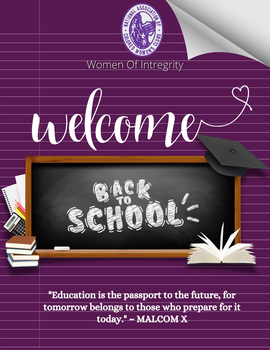 "Education is the passport to the future, for tomorrow belongs to those who prepare for it today.' ~ MALCOM X
Welcome Back from the Women of Integrity! 💜✨