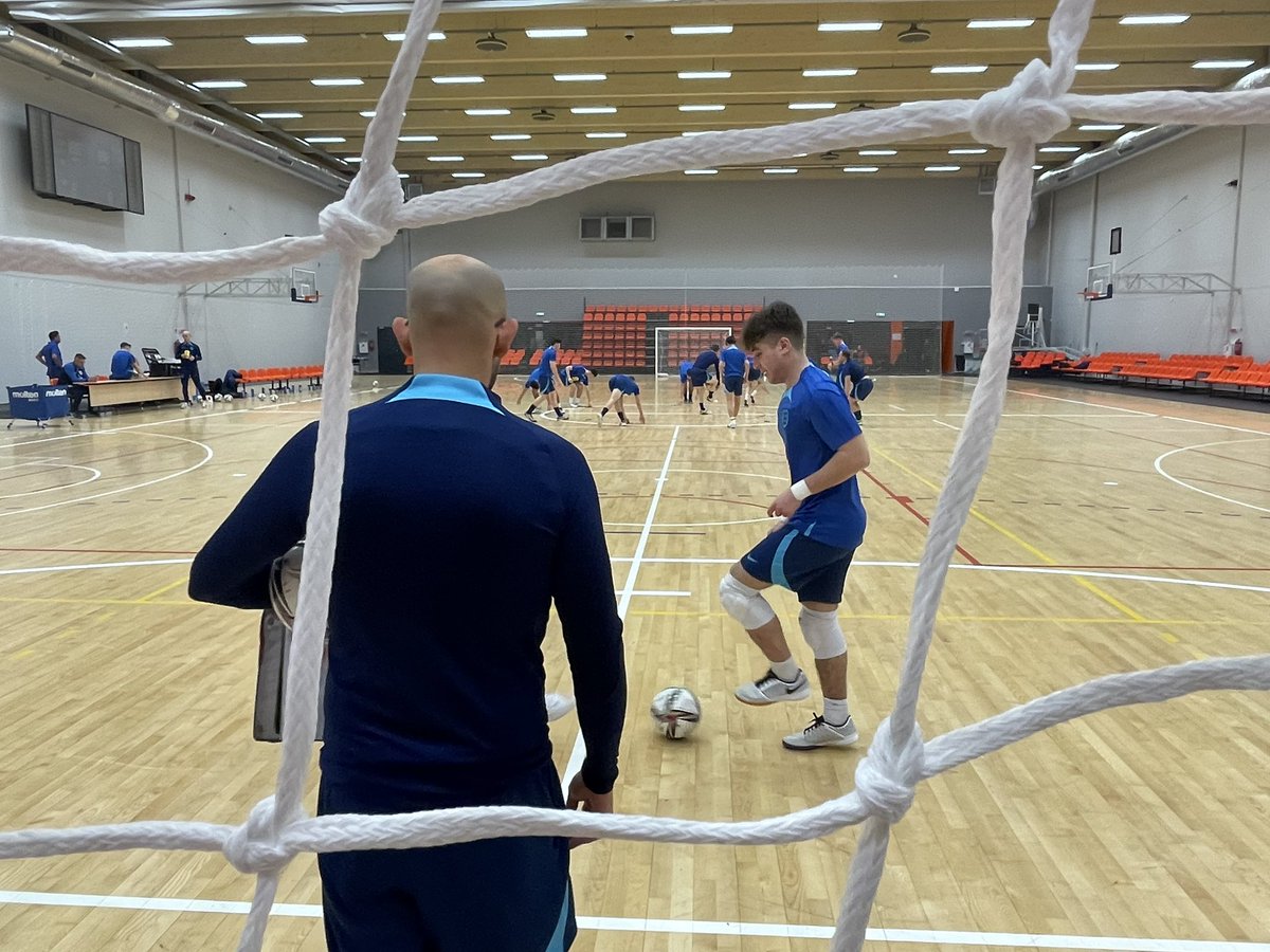 EnglandFutsal's tweet photo. The U19s have arrived safely in Lithuania 🛬

Our final training session completed, we now rest and prepare for Malta in the first game of the UEFA U19 Futsal Euros.

#UEFAFutsal  #FutsalLions 
#ThePrideofEngland https://t.co/rC2PCrIiMs