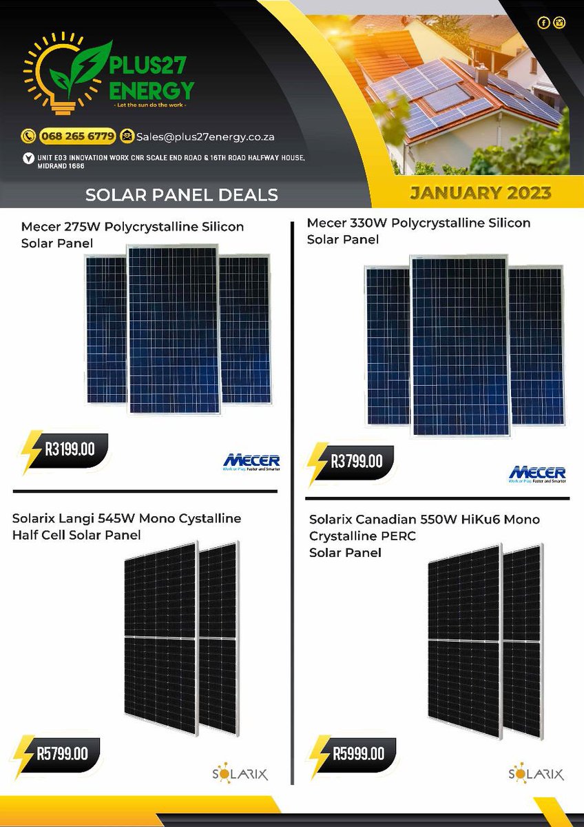 Plus27Energy's tweet photo. Inverters , batteries &amp; solar panels available @Plus27Energy  . Don’t be in the dark because of loadshedding. 

✉️ sales@plus27energy.co.za 
📞 0682656779
📍 Unit E3 innovation worx, Midrand 

#EskomGauteng #tuesdayvibe #Loadshedding #bbntitans #SouthAfrica #supportsmallbusiness https://t.co/Ajv2NQmzMi
