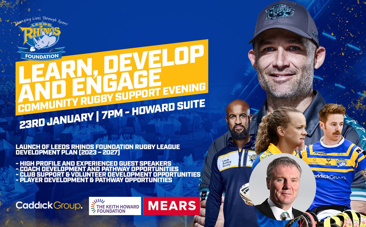 📅Next Monday we are launching our new Rugby League Development Plan.  
If you are involved in the community game, come along to the launch event at Headingley to hear from our staff and many guest speakers including <a href="/leedsrhinos/">Leeds Rhinos</a> head coach Rohan Smith.
