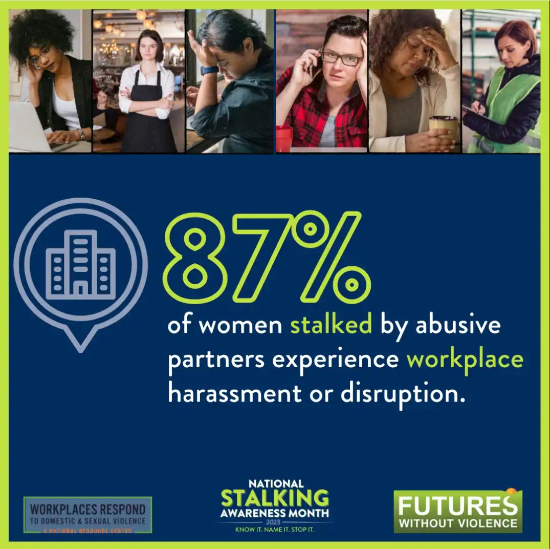 PHNSYIMF's tweet image. #DYK Stalkers often target their victims at work, jeopardizing victim livelihoods &amp;amp; safety as well as broader workplace security. Many victims have their employment significantly disrupted &amp;amp; even lose their jobs as a result of the stalking victimization. #KnowItNameItStopIt
