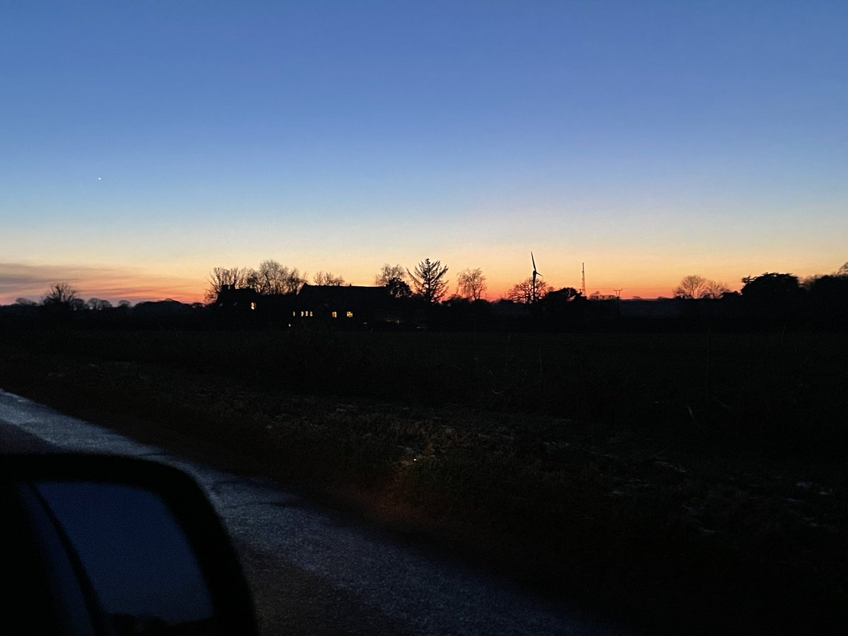 The early evening drives back from Sheringham are a bit dark and icy at the moment, but at least you get some lovely Norfolk sunsets #communitymentalhealth