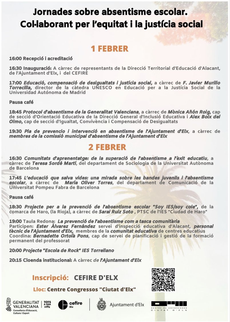 JuanFReina's tweet photo. Elche acoge unas jornadas para establecer nuevas estrategias en la lucha contra el absentismo escolar. https://t.co/R5fX7XlXHn