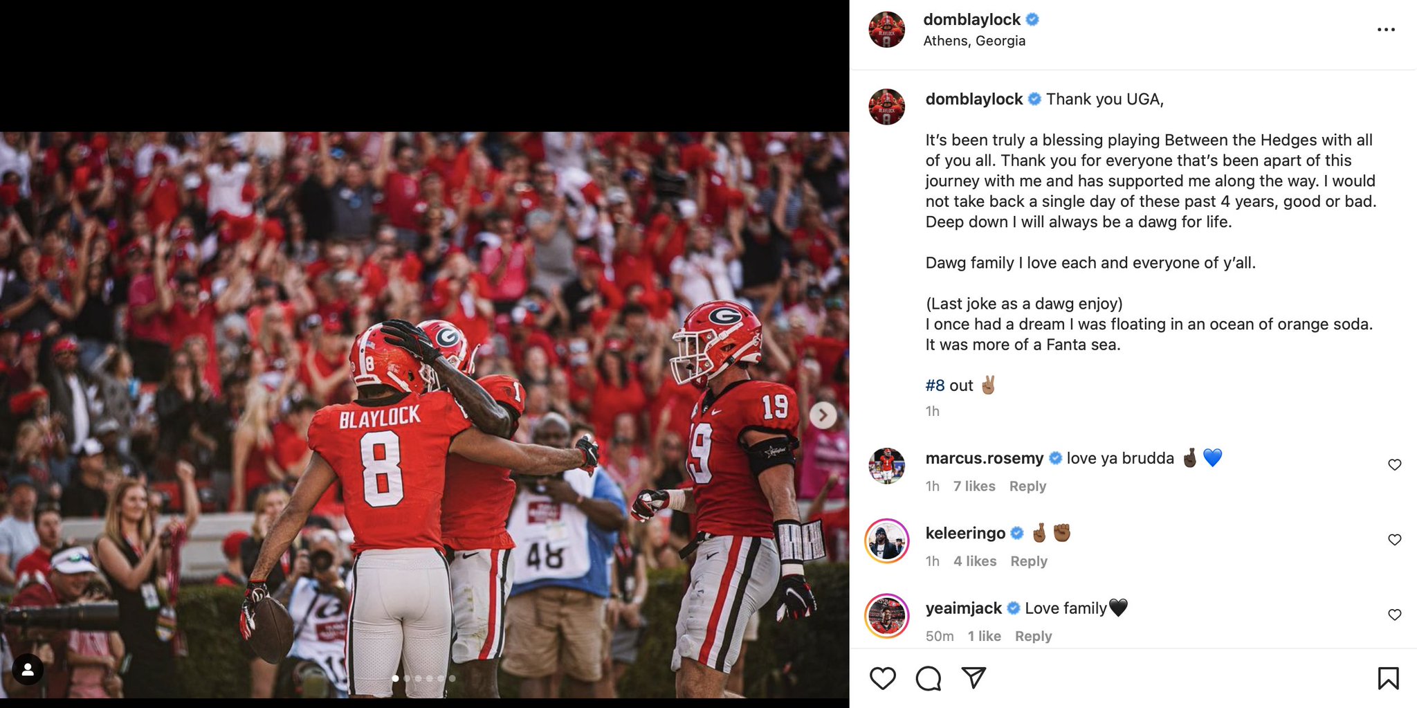 Dawgs247 on Twitter wide receiver Dominick Blaylock posts