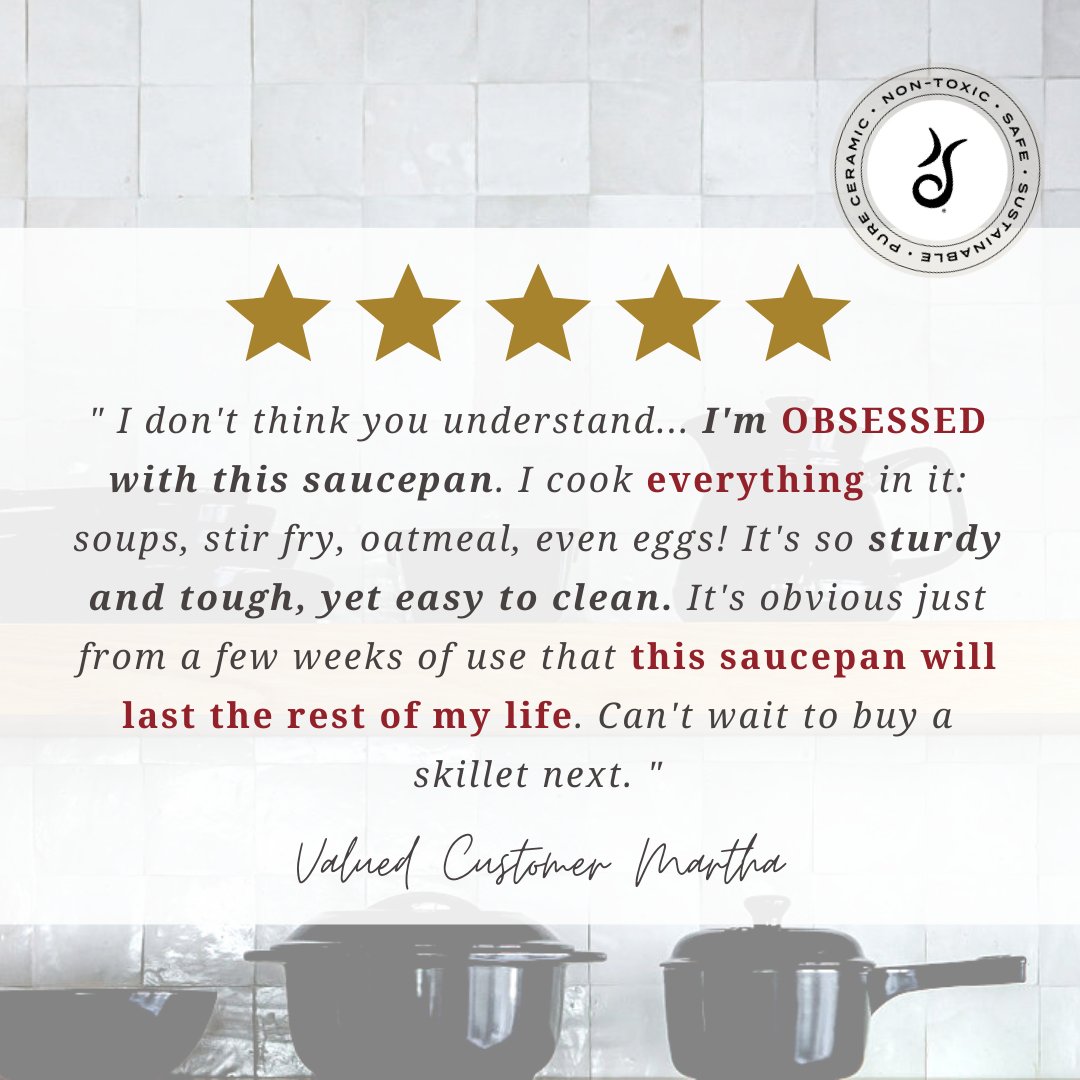 XtremaCookware's tweet image. XTREMA SAUCEPAN REVIEW

Martha says she is obsessed with our saucepan and we understand why