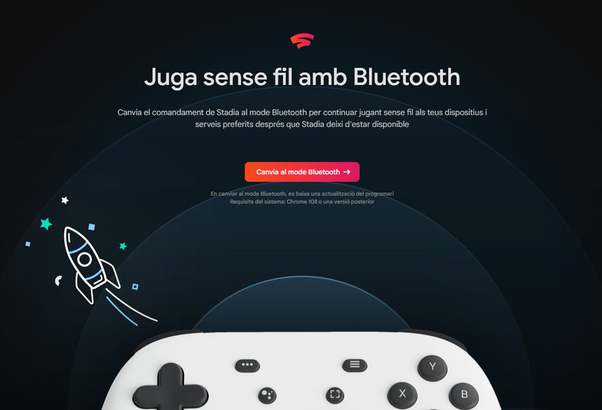 Amics i amigues, ja podeu activar la funcionalitat Bluetooth als vostres comandaments de Stadia.

Tots els detalls aquí: stadia.google.com/controller/ind…

Important destacar que el canvi és irreversible, i estarà disponible fins al 31 de desembre.
