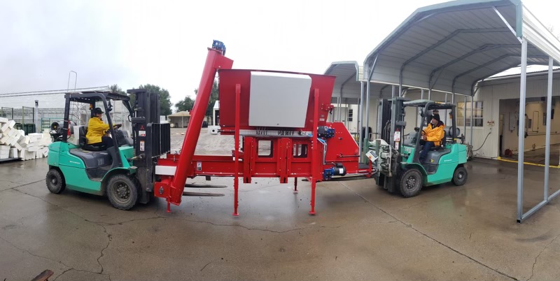 CAL_FIRE's tweet photo. Staff at CAL FIRE’s L.A. Moran Reforestation Center are excited to install their new flat filler machine! This machine is capable of filling about 500 seedling styro-blocks per hour. Learn more about our reforestation efforts at https://t.co/dMjosLcEZM https://t.co/aThMmFy7CM