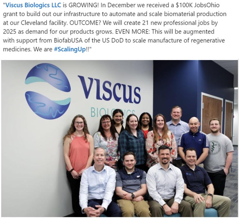 ScaleratorNEO's tweet photo. Viscus Biologics LLC is GROWING! 

https://t.co/u7pqutHSwU

#Scalerator #ChooseGrowth #NEOship #GrowOhio #ScaleUp #ScaleUpOhio #ScaleratorNEO #EconomicGrowth #RealGrowth #Entrepreneurship https://t.co/nefBzBGZM9