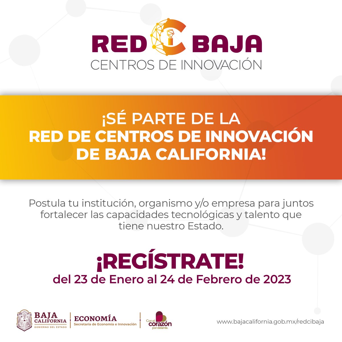 SecEconomiabc's tweet photo. ¡Sé parte de la Red de Centros de Innovación de Baja California: RED CI BAJA!🫱🏻🫲🏼🗣️
Regístrate en 👉🏽 https://t.co/0uL1JcgFFE del 23 de Enero al 24 de Febrero de 2023
.
.
.
#SEI #SEIBC #GobBC #CentrosDeInnovación #Innova #Tech #RedCIBC #Innovación #Tecnología https://t.co/lySHIguPkF