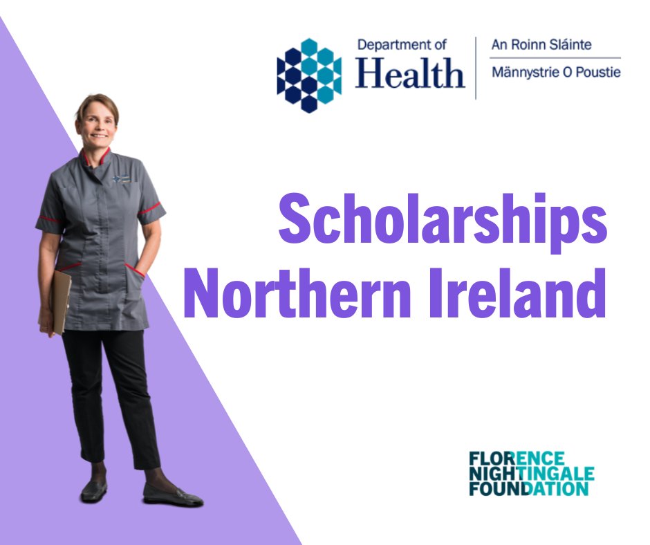 📢If you work in #NorthernIreland as a #nurse or #midwife band 7 or above, this #scholarship opportunity is for you! Find out more & apply at bit.ly/3Yw72ip. With thanks to @healthdpt for supporting. 📣Deadline extended to 23 Jan! Pls share
