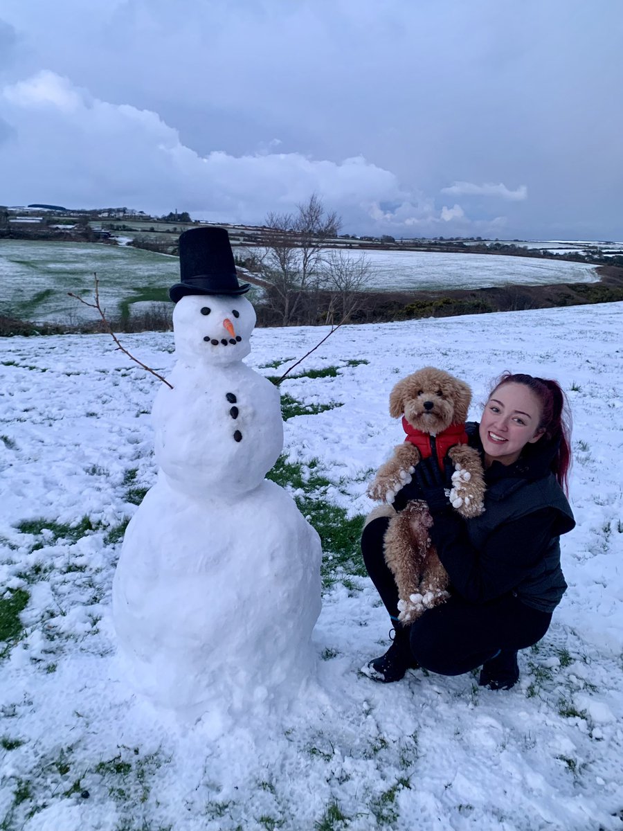 Do you ever just go and build a snowman with your puppy while the sun is setting? 🥺