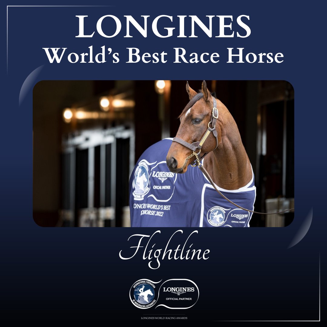 Jour_de_Galop's tweet photo. 𝐋𝐨𝐧𝐠𝐢𝐧𝐞𝐬’ 𝐖𝐨𝐫𝐥𝐝 𝐁𝐞𝐬𝐭 𝐑𝐚𝐜𝐞𝐡𝐨𝐫𝐬𝐞
FLIGHTLINE, gagnant de la Breeders’ Cup Classic (Gr1) et invaincu en 6 sorties, a été sacré Meilleur cheval du monde. Avec un rating de 140, il égale FRANKEL : c’est stratosphérique !
#LonginesWolrdBestRacehorse #IFHA https://t.co/x1VXivbt2i