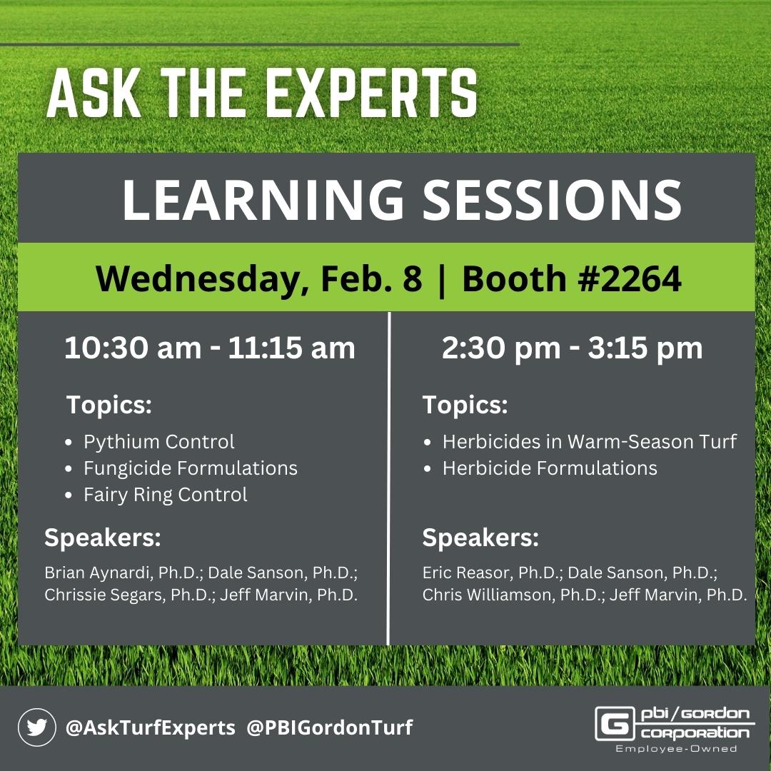 askturfexperts's tweet photo. Visit our booth at the #GCSAAConference to hear from our experts! We'll be hosting learning sessions on Wednesday, Feb. 8 to discuss hot topics in #turfmanagement. See the schedule below & be sure to stop by to chat or ask questions. We look forward to seeing you! #AskTurfExperts https://t.co/08DkfrTQ0U