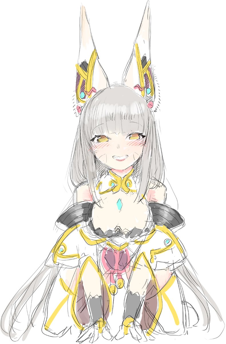 1girl animal ears bangs blush breasts cat ears chest jewel  illustration images