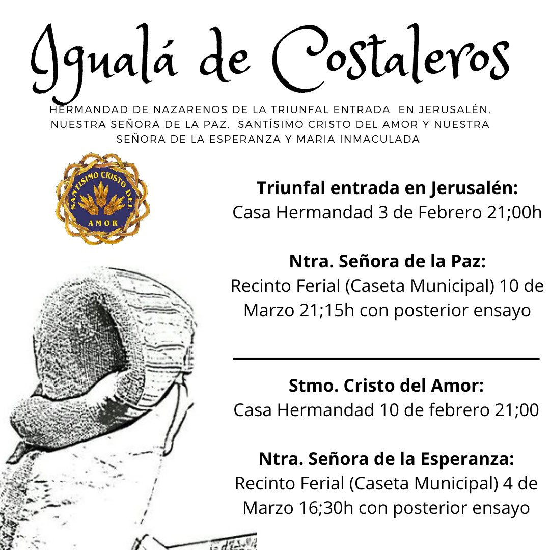 #ACTUALIDAD Nuestra Hermandad ya tiene las fechas y los horarios de las igualás de cada paso.