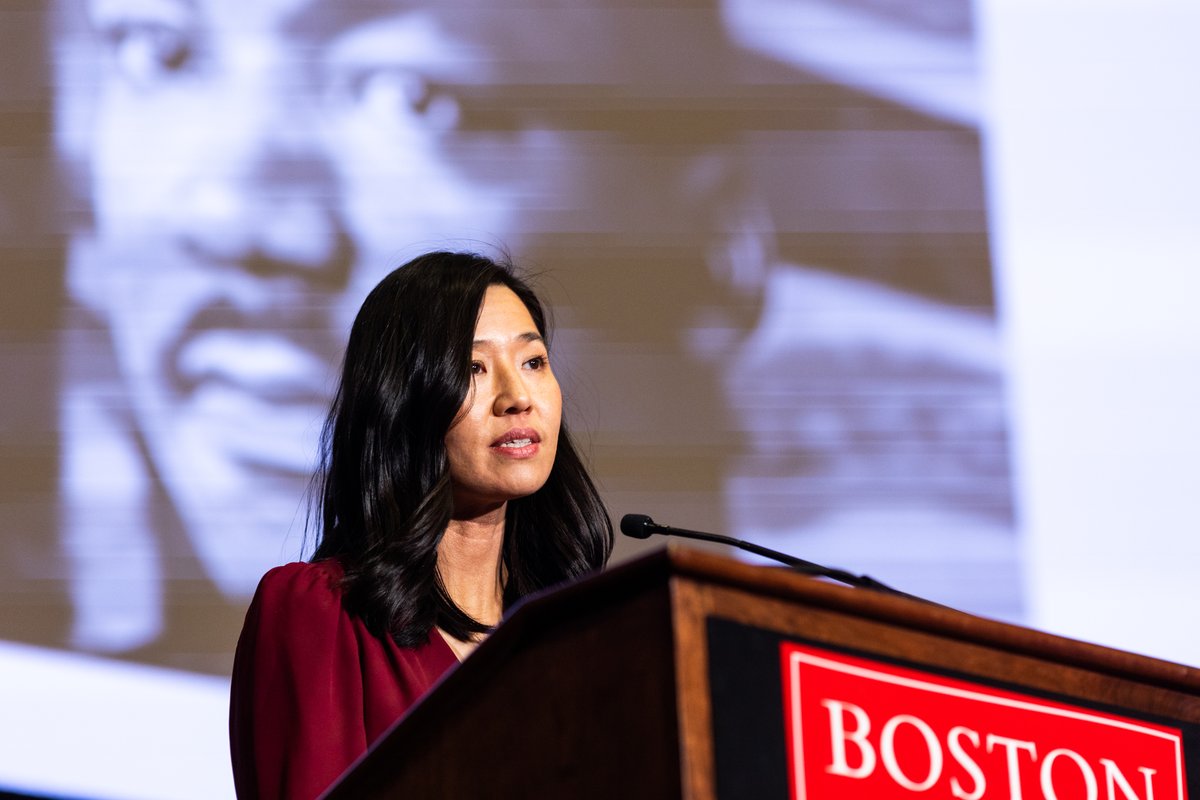 BU_Tweets's tweet photo. Yesterday’s annual #MLKDay celebration, titled “A New Sense of Direction,” celebrated the lives and legacies of Dr. Martin Luther King, Jr. (GRS’55, Hon.’59) and his wife, Coretta Scott King. The event occurred at BU’s GSU &amp; featured speakers, including @MayorWu and more. ❤️ https://t.co/OFFIraE20C